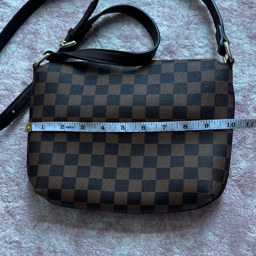 Checkered Brown Women's Crossbody Bag - Picture 6 of 6